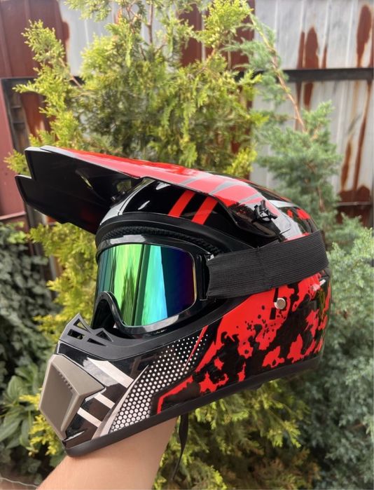 Є ВИБІР! Мотошоломи для ендуро з окулярами, Мотошлем, хард, оффроуд