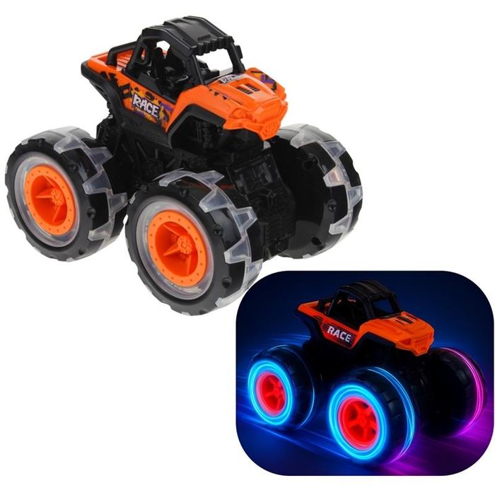 Monster Truck Samochód Terenowy Jeep Auto Off Road Dźwięk - Pomarańcz