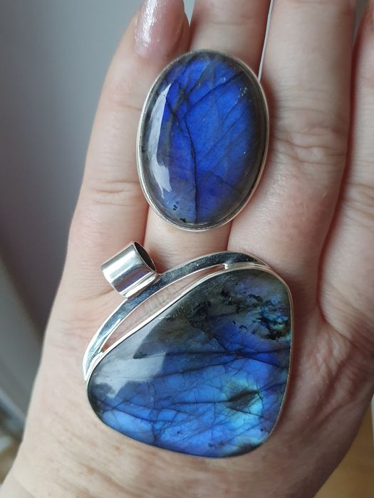 Komplet z Labradorytu w Srebrze.