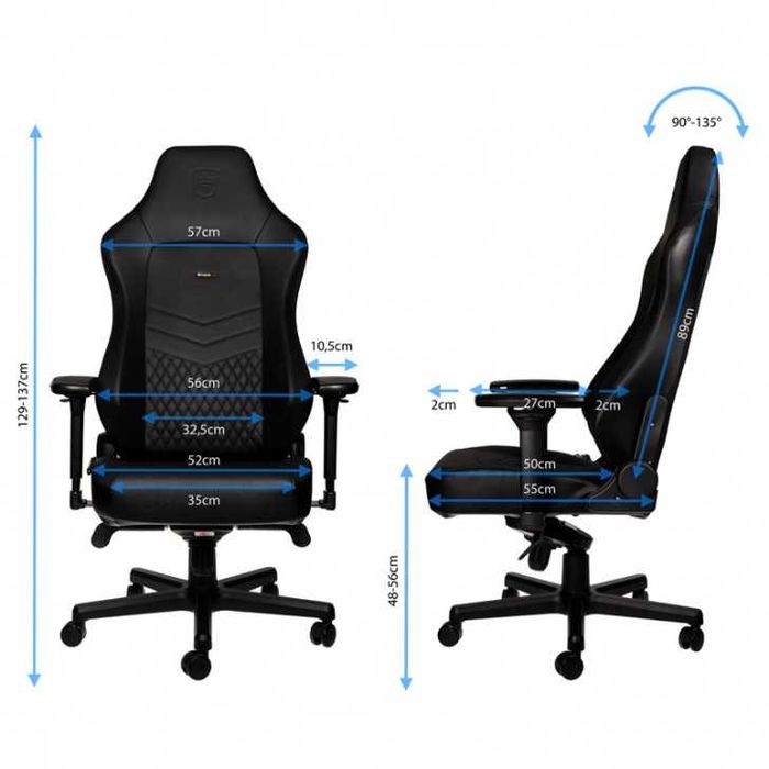 Fotel noblechairs HERO, prawdziwa naturalna skóra, czarny