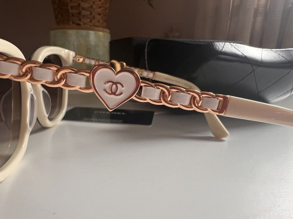 Okulary Chanel nowe komplet beżowe piękne nude