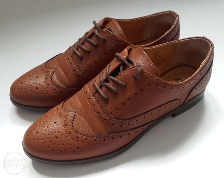 HM pólbuty buty wizytowe damskie brązowe styl angielski retro roz. 37