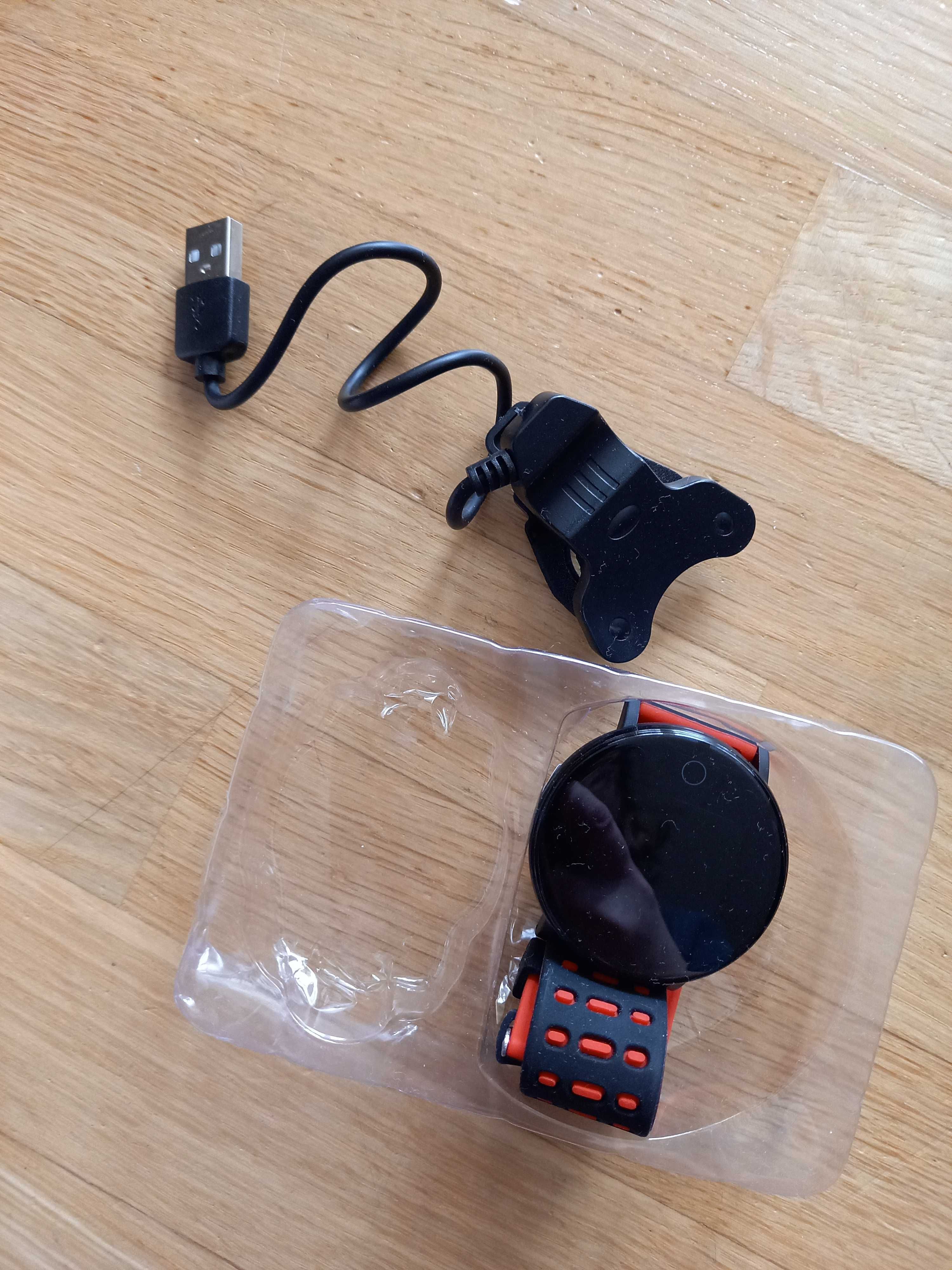 Smart Bracelet, czarno-czerowny pasek