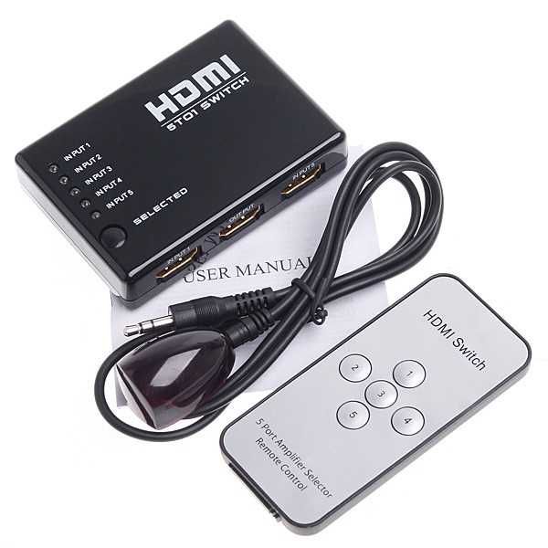 Comutador / Switch HDMI 2x1 / 3x1 / 5x1 1080P/4K c/s/ Comando PS3 PS4