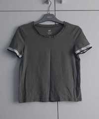 Koszulka bluzka T-shirt dla dziewczynki kolor khaki wzrost 170