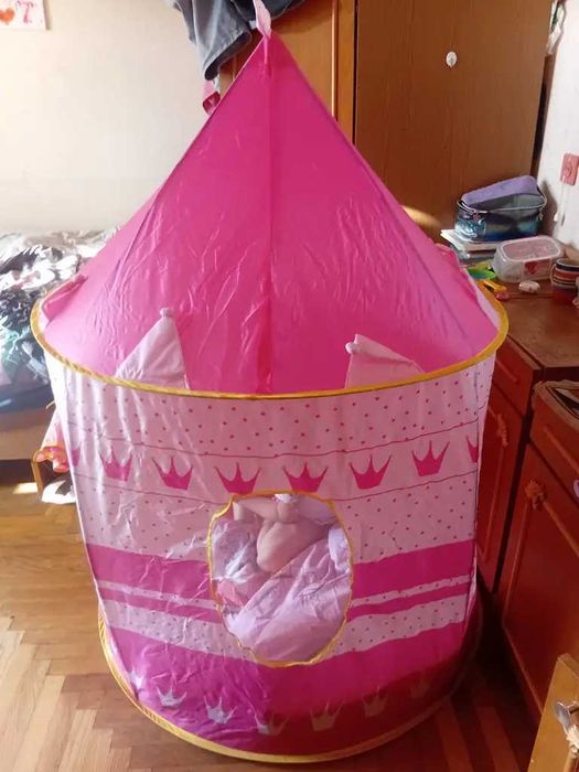 Намет дитячий ігровий, замок намет, будиночок з сумкою, Синій ,Рожевий