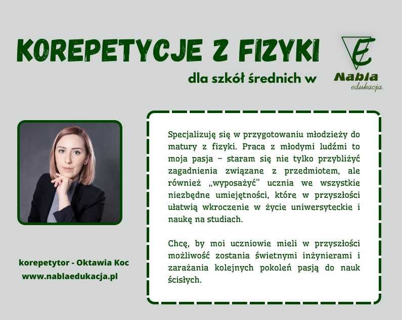 Korepetycje fizyka (szkoła ponadpodstawowa, studia)