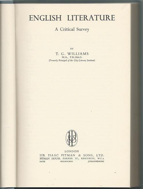 English literature – A critical survey_T. G. Williams_Sir Isaac Pitman