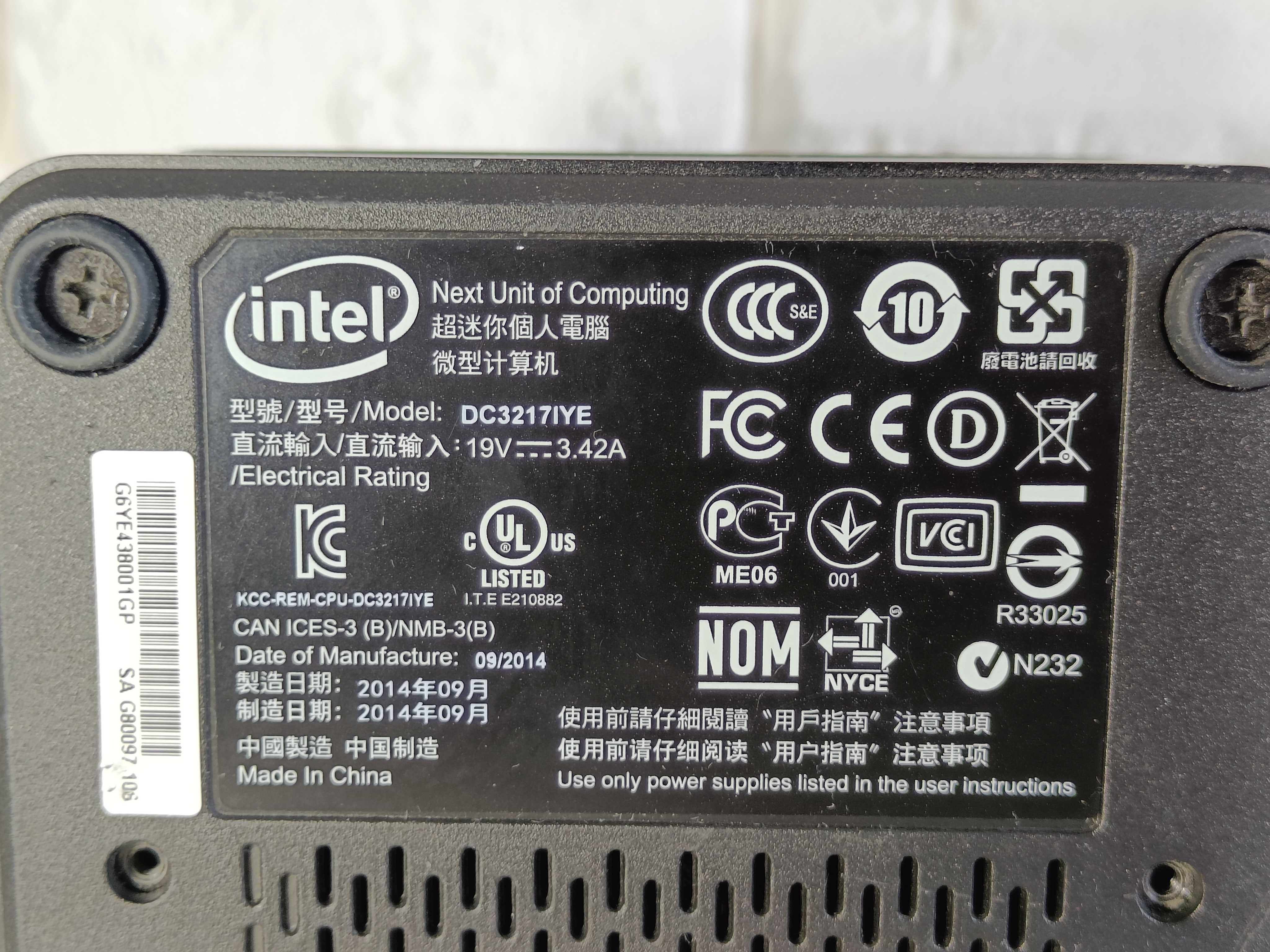 Міні Мікро ПК Intel NUC DC3217IYE i3 3217U ОЗУ 8GB НОВИЙ SSD M2 128GB