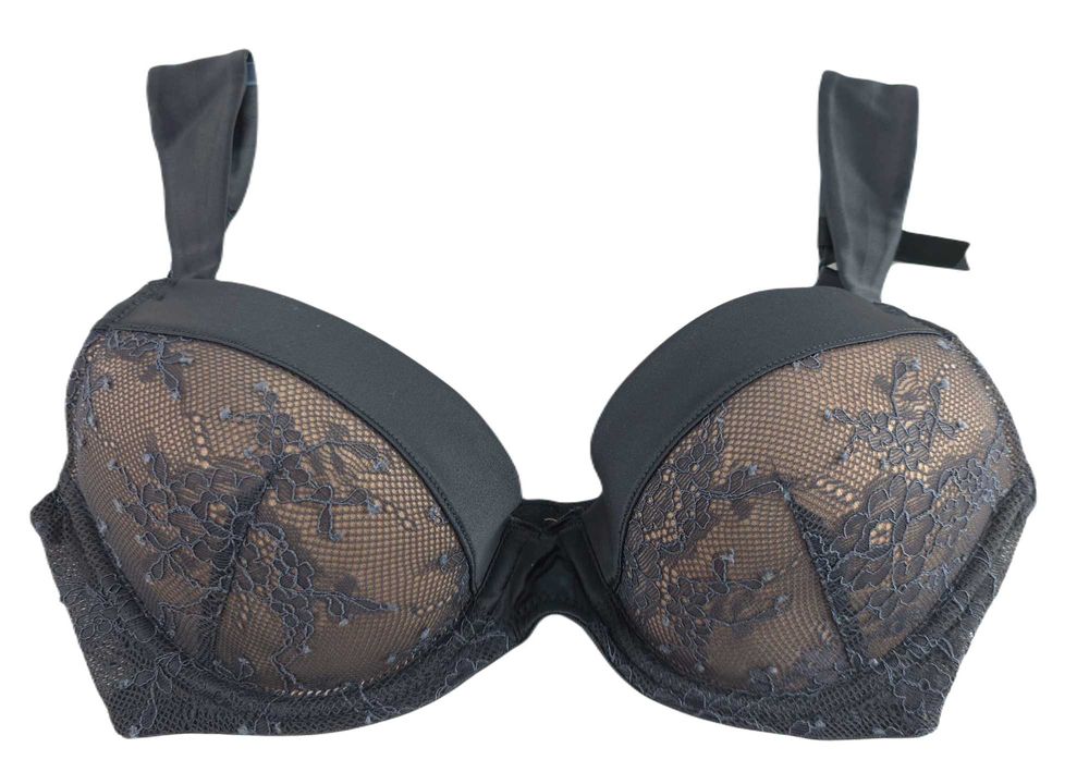 Atlantic szary czarny push up koronka biustonosz 70A LBR-1028