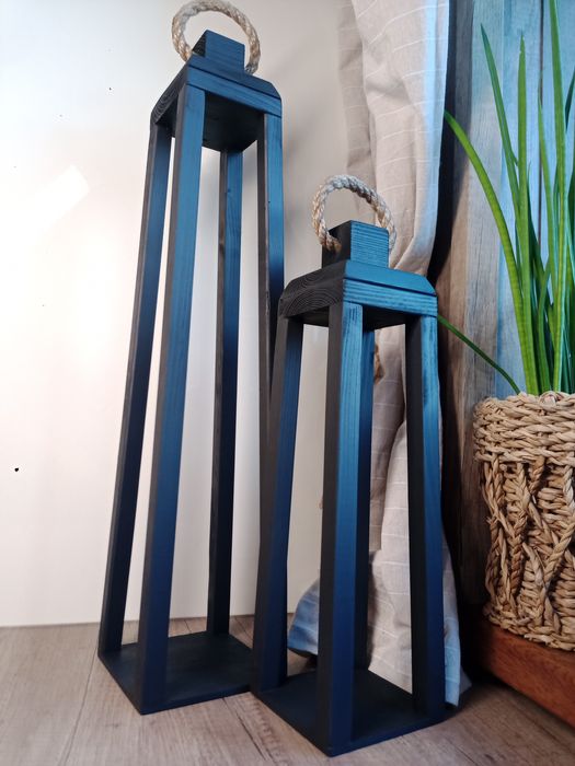 Lampion drewniany czarny latarnia domogród