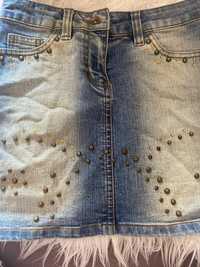 spodniczka mini z krysztalkami jeansowa
