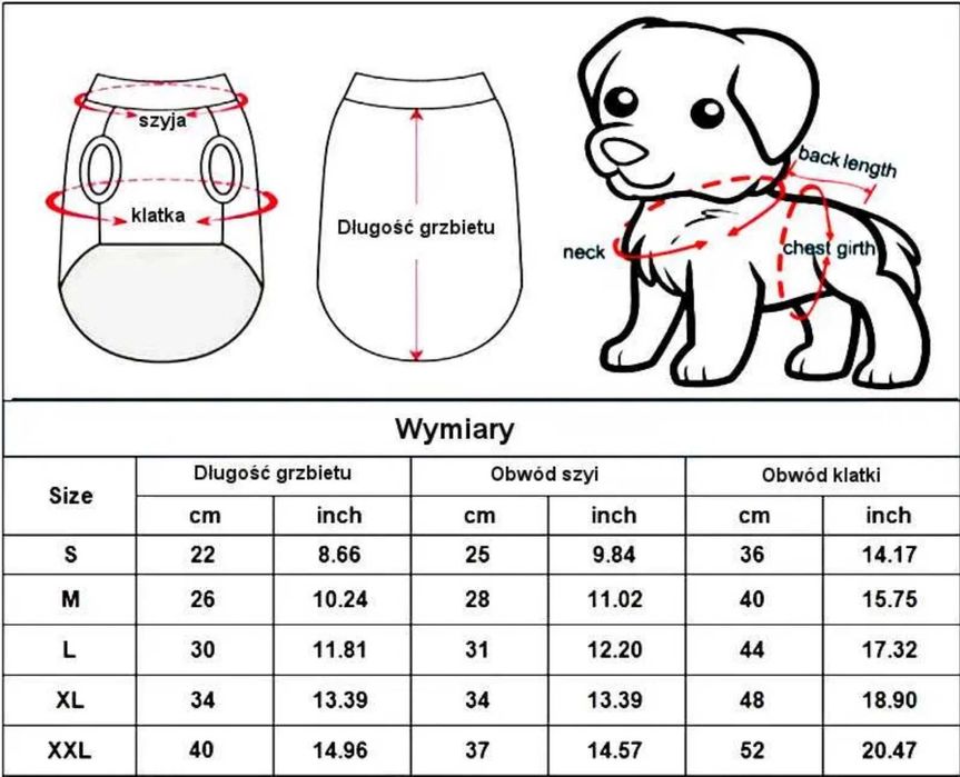 Kamizelka dla psa na zime, ciepła z odblaskami i szelkami, nowa XL