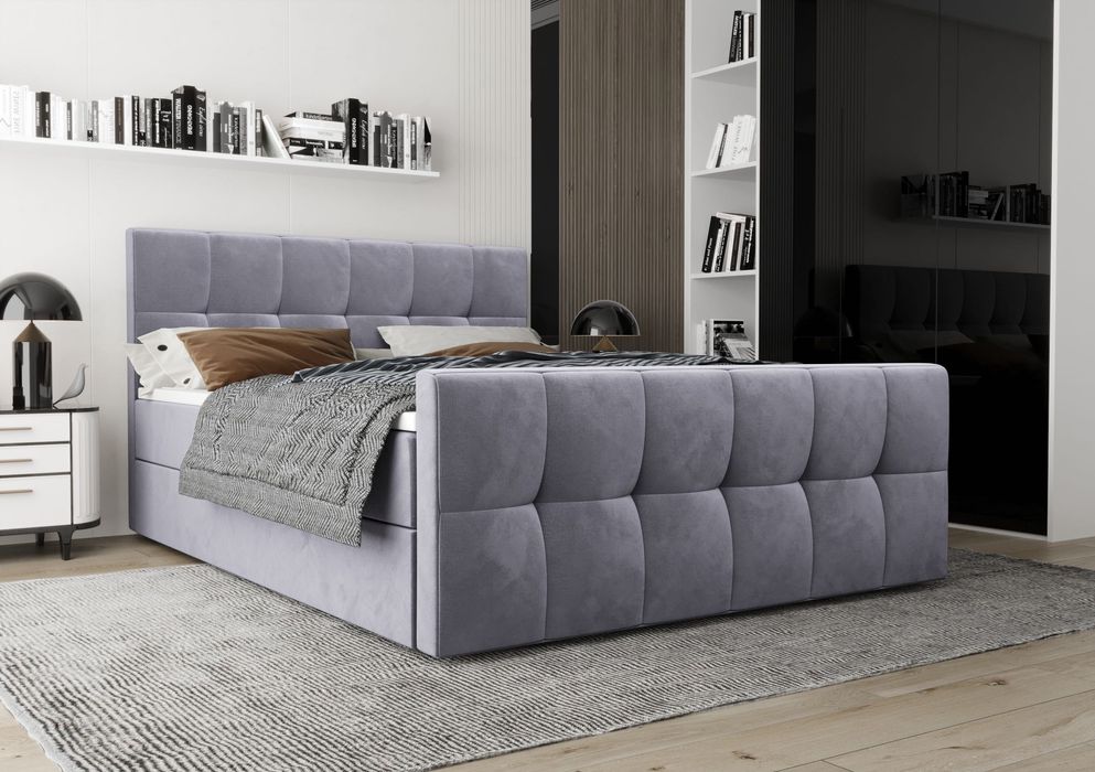 Łóżko Kontynentalne Sypialniane YORK + TOPPER 160x200 EN MEBLE