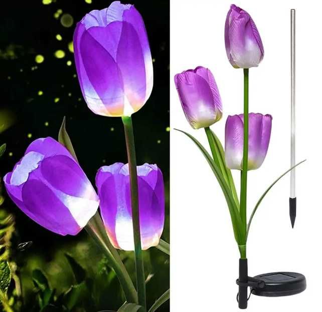 Садовий світильник на сонячній батареї тюльпан фіолетовий