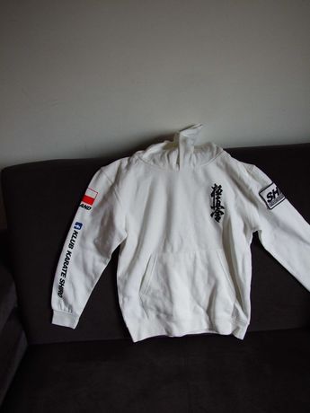 Bluza karate biała z kapturem rozmiar 140cm