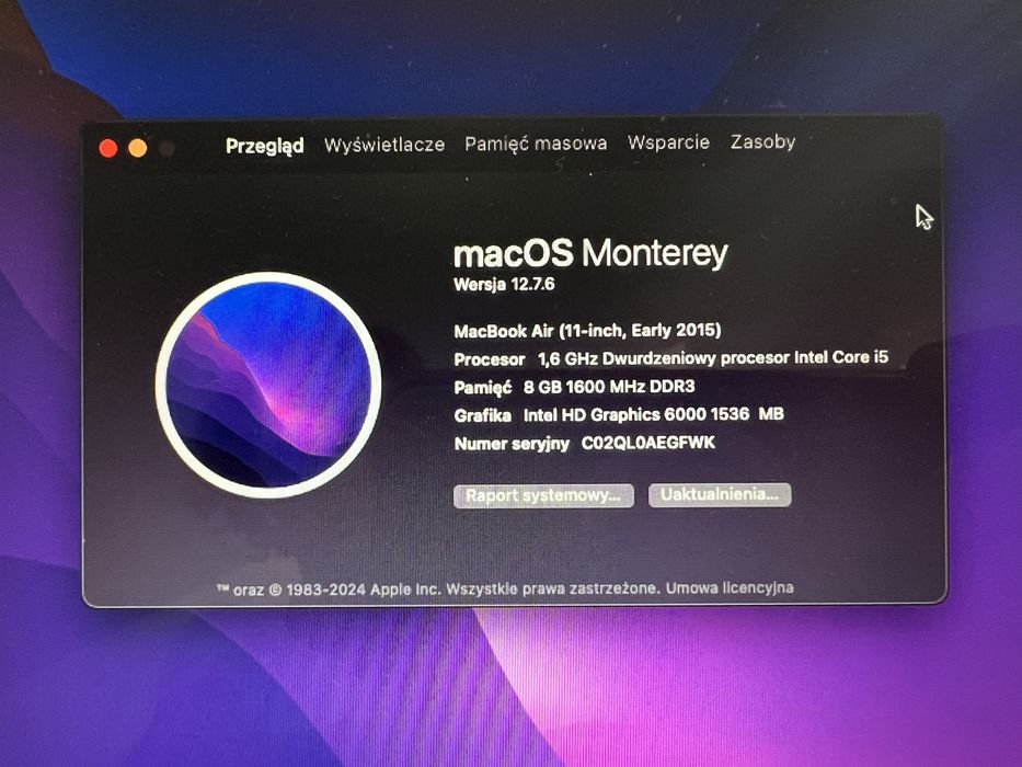 Macbook air 11 i5 8GB RAM 128GB SSD