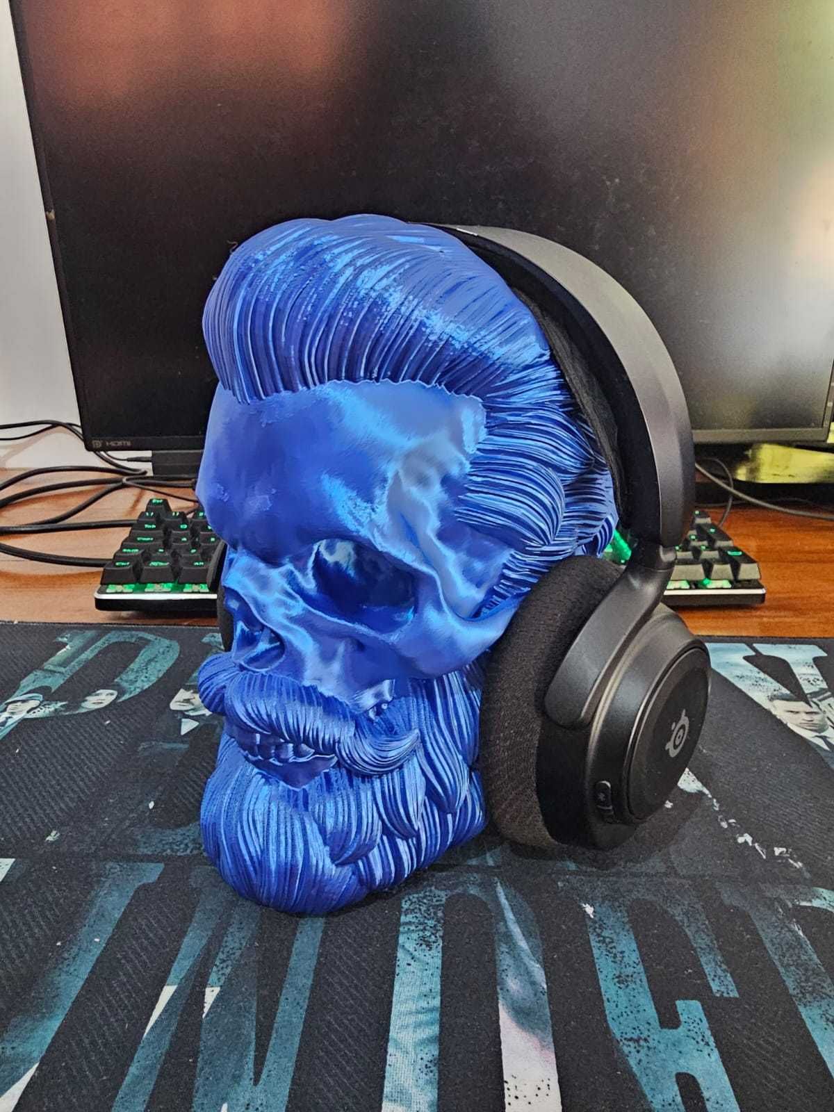 Suporte de Headphones Caveira 3D – Design Exclusivo