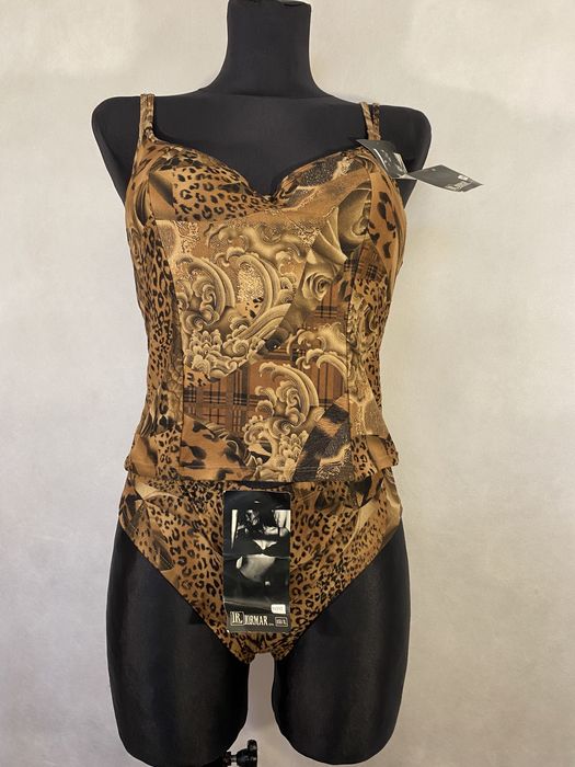Nowy komplet top majtki 80B brązowy we wzory Lormar panterka