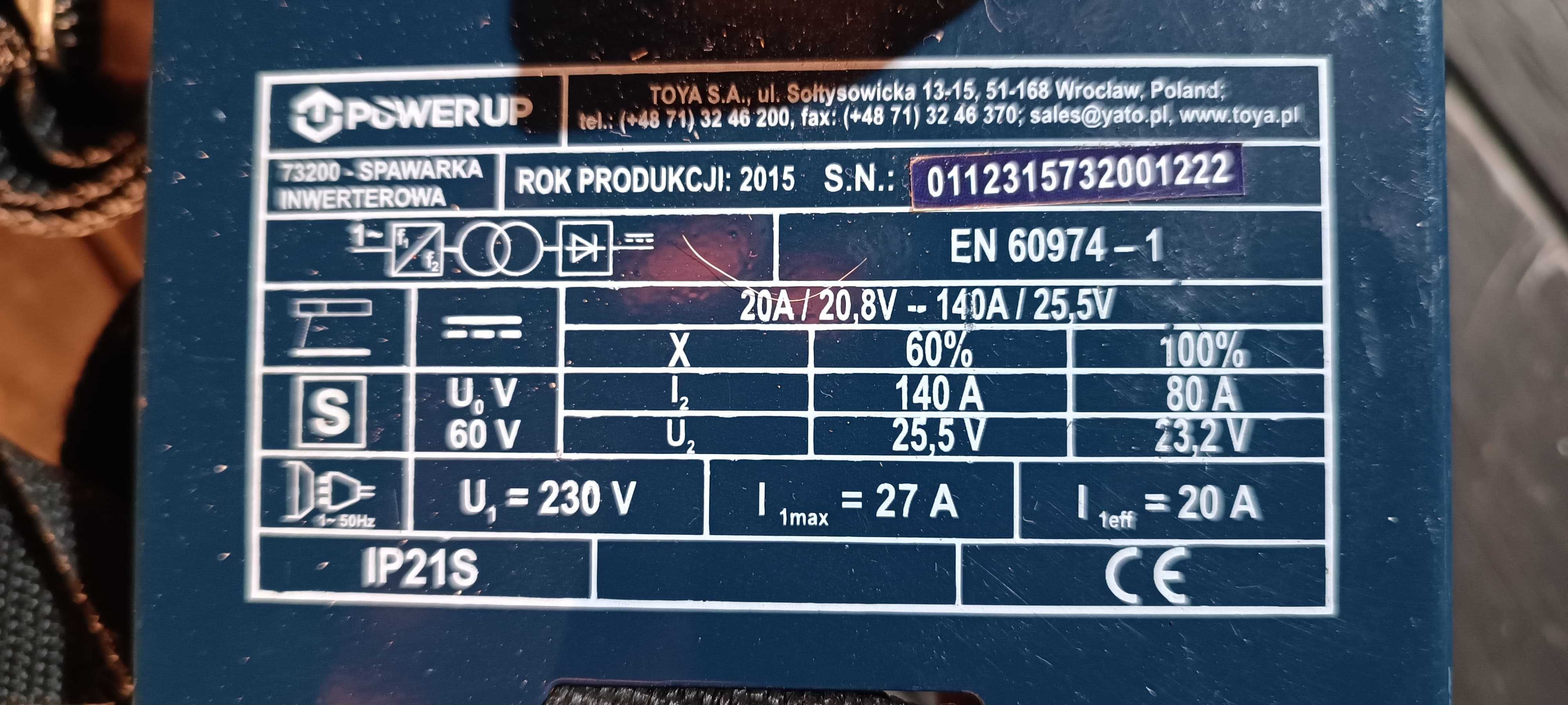 Spawarka Inwertorowa Power Up 140A MMA iGBT- NOWA !