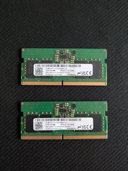 Memórias RAM Micron 2x8GB DDR5 SDRAM SODIMM