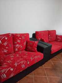 Conjunto de 2 sofás preto e vermelho
