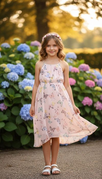 Нежный Приятный Сарафан H&M с Бабочками (Размер 7-9 лет)