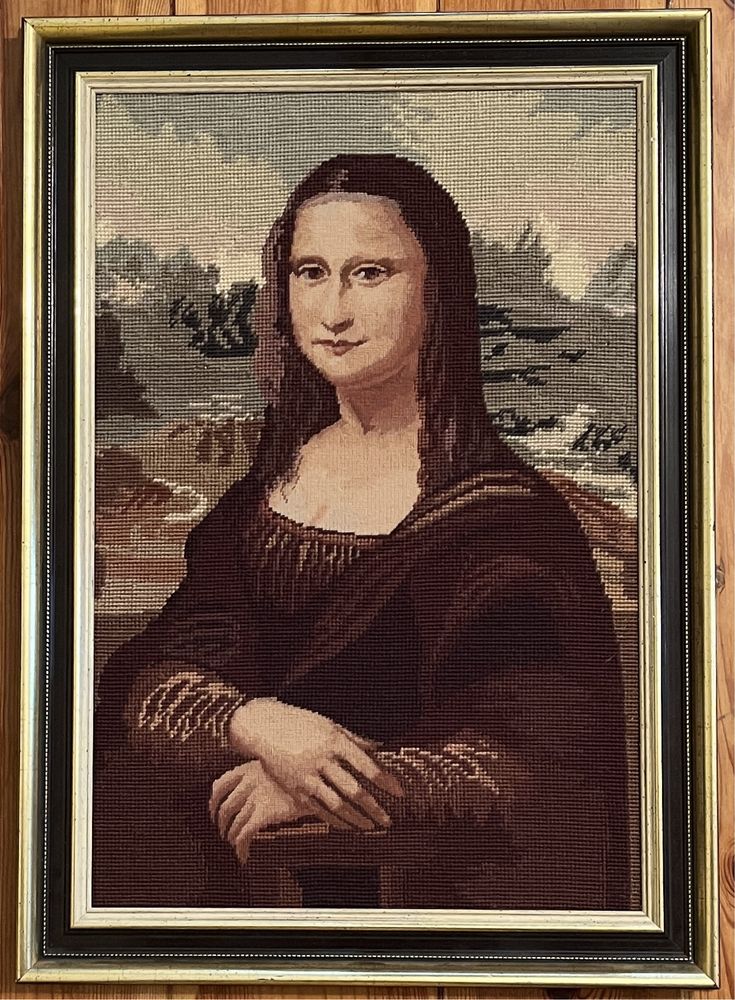 Mona Lisa - duży obraz haftowany, gobelin. H. Schalke