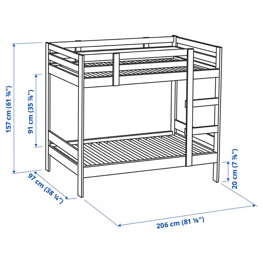 Lóżko pietrowe Mydal Ikea białe sosnowe