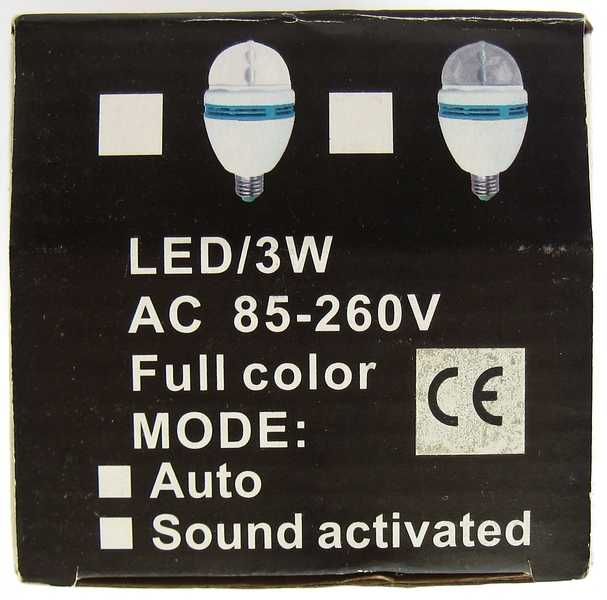 Obrotowa żarówka disco – LED/3W AC 85-260V - gwint: E27 230V