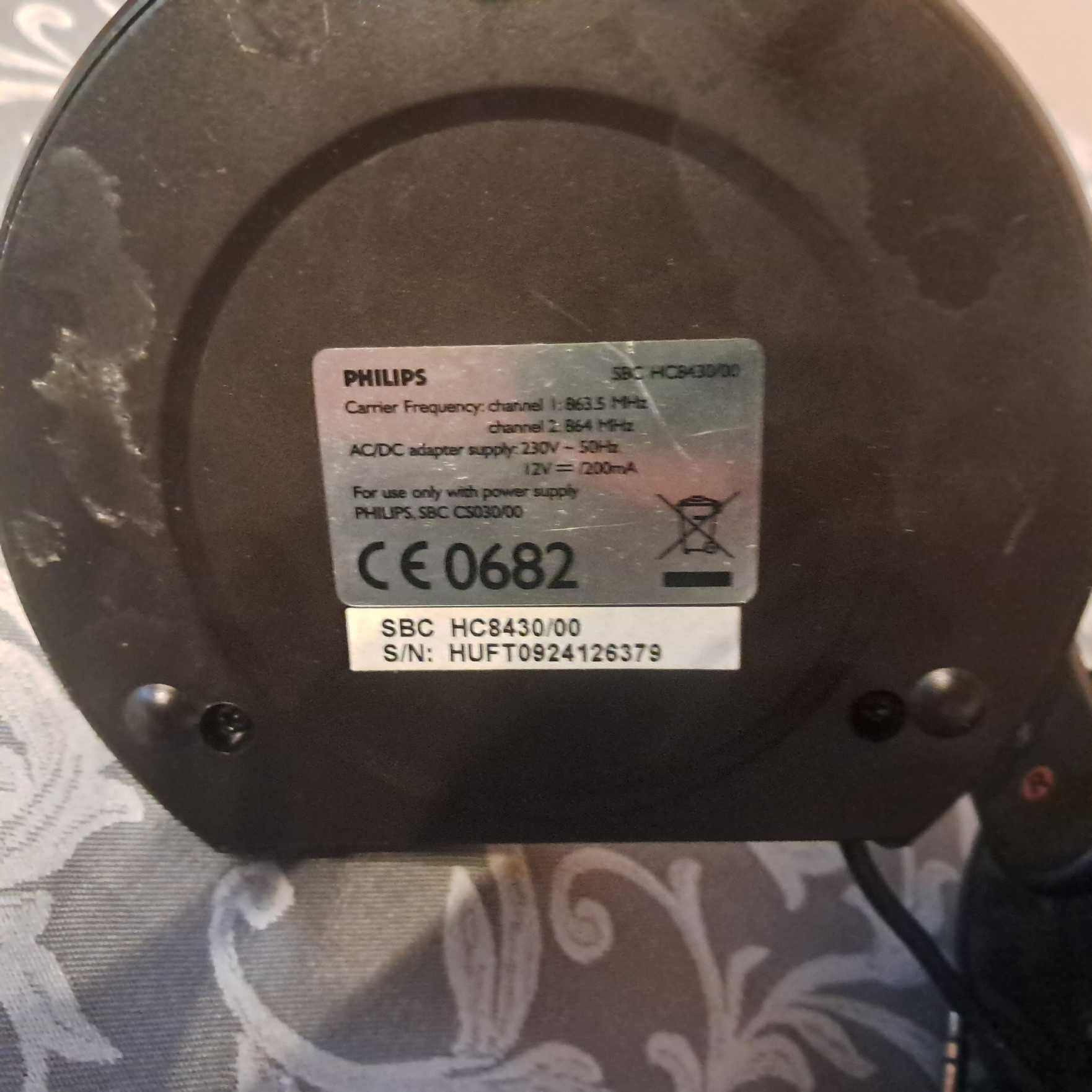 Uszkodzone słuchawki bezprzewodowe Philips SBC HC8430 z akcesoriami
