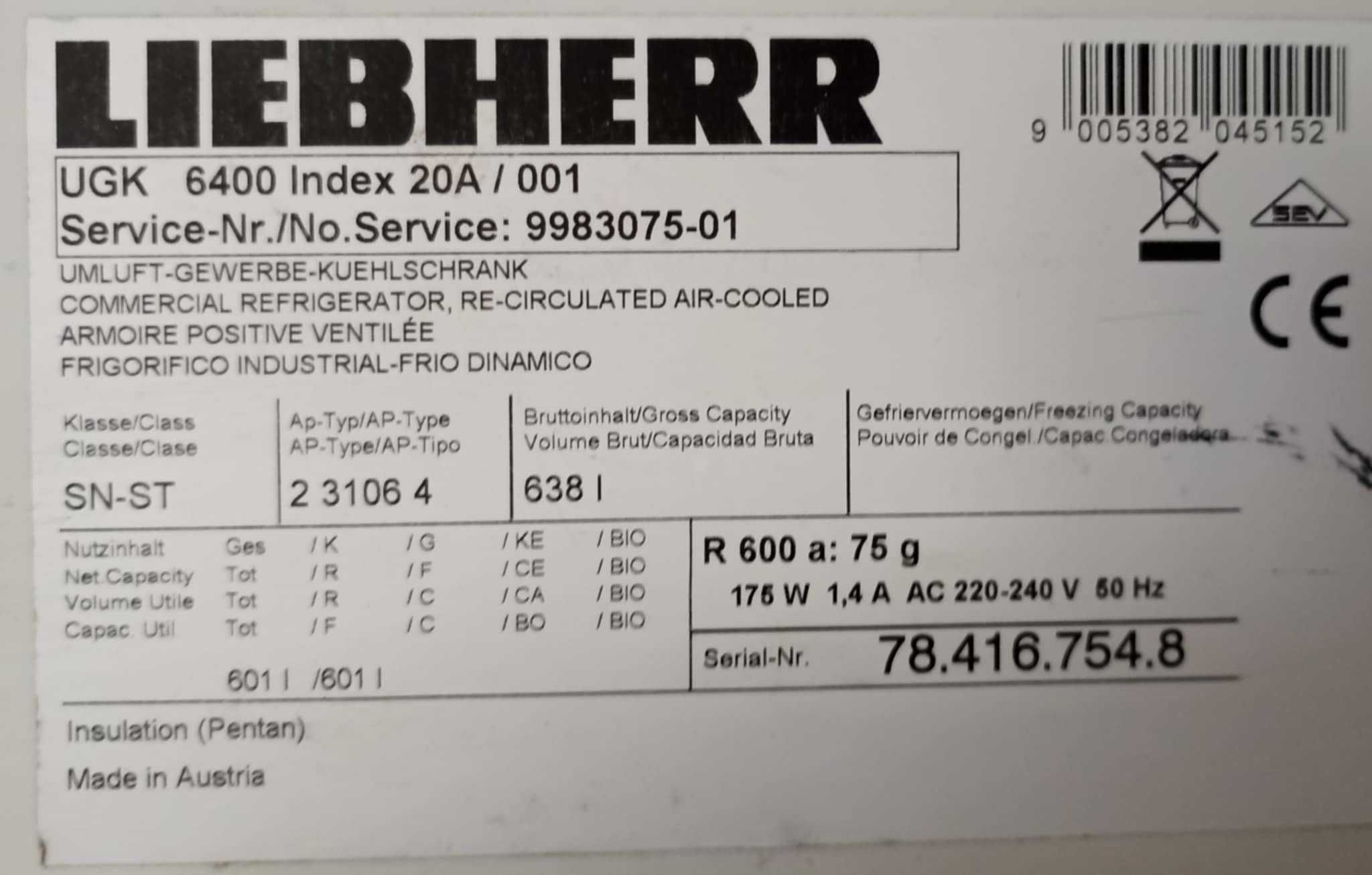 Chłodziarka Liebherr Gastro Line-6 półek - 638 l.