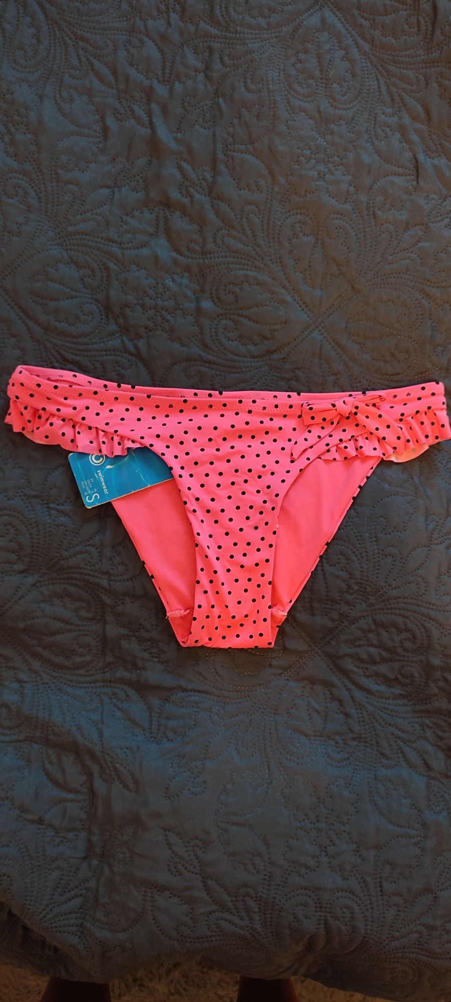Strój kąpielowy nowe majtki bikini różowe w czarne kropki rozmiar S