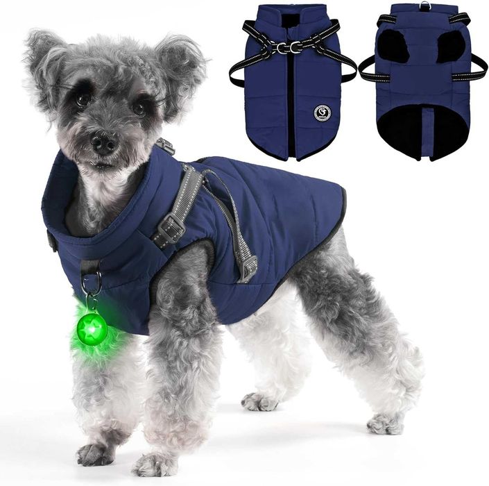 Ciepłe Ubranko Kurtka Dla Psa Roz. M Z Szelkami I Światłem Led