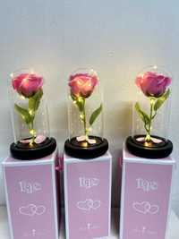 Троянда (РОЗА) в колбі з підсвічуванням led рожевий