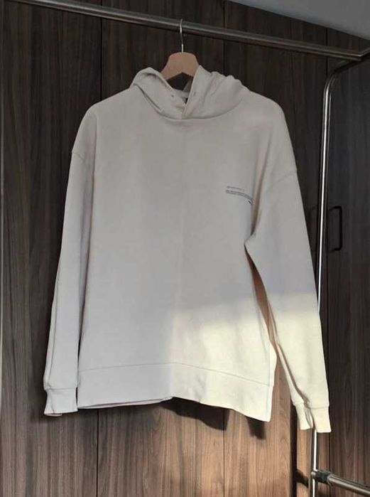 Bluza z kapturem Zara beżowa kremowa bawełna