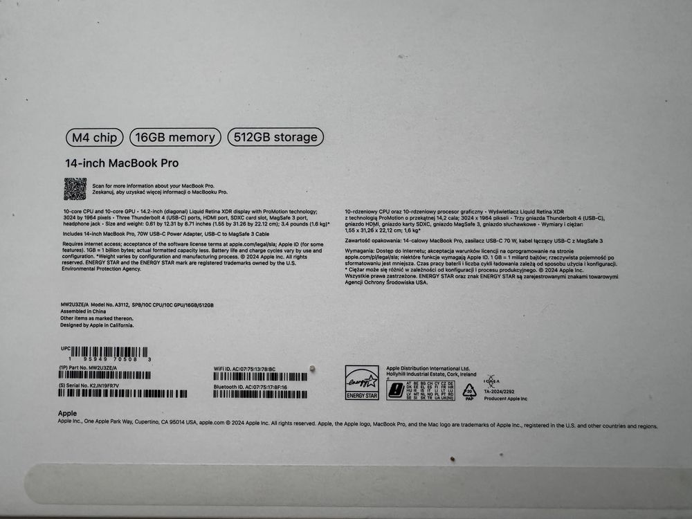Laptop APPLE MacBook Pro 2024 14"