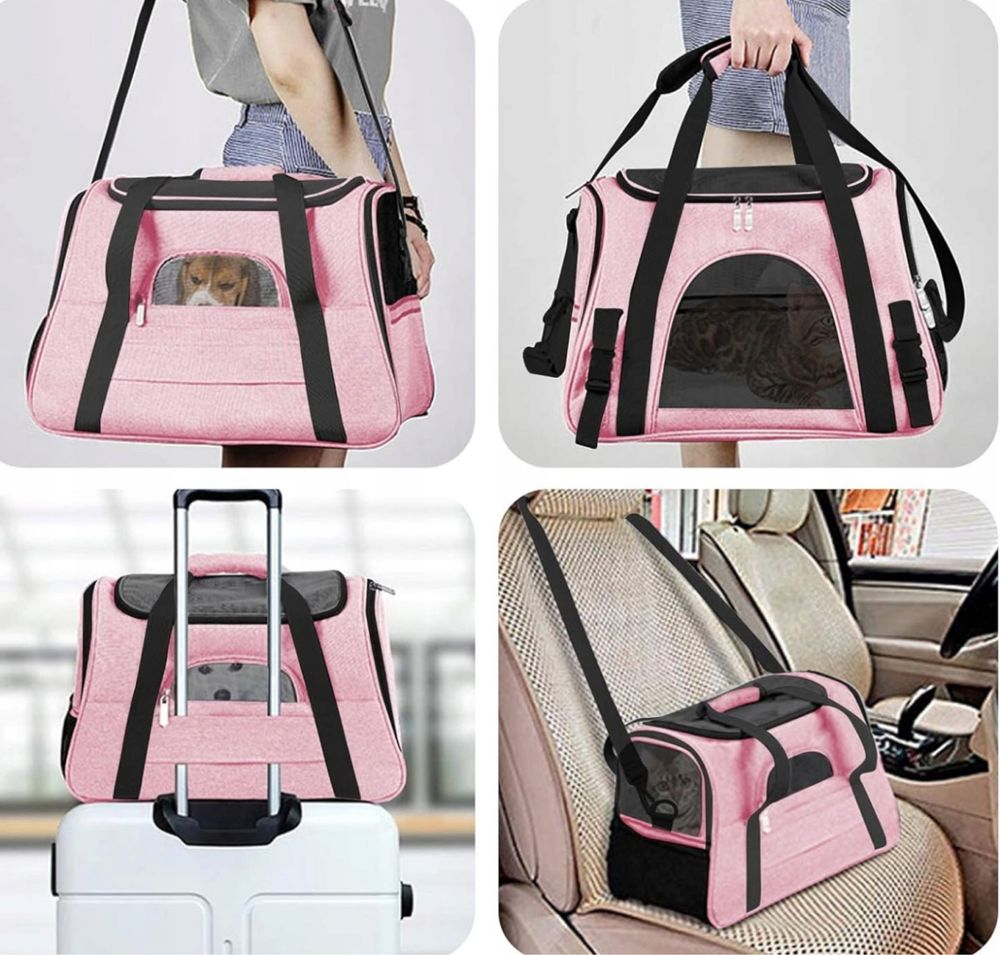 Transporter • Różowy • Torba Podróżna Dla Psa Kota do 10kg ‼️ Lotniczy
