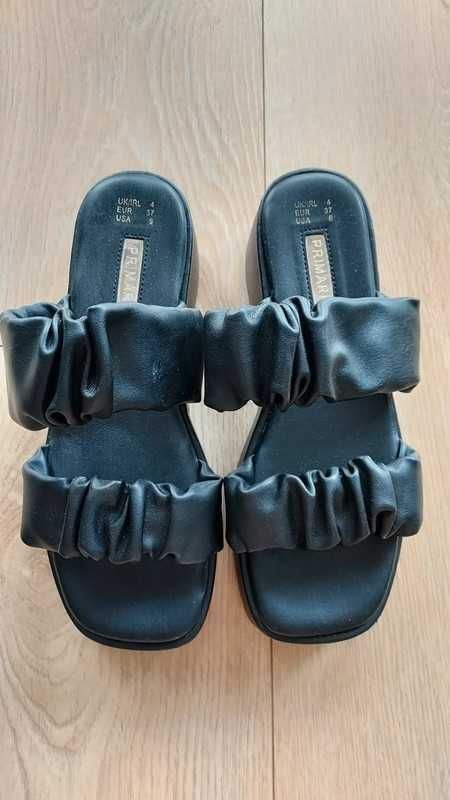 Sandały klapki na koturnie czarne 37 Primark