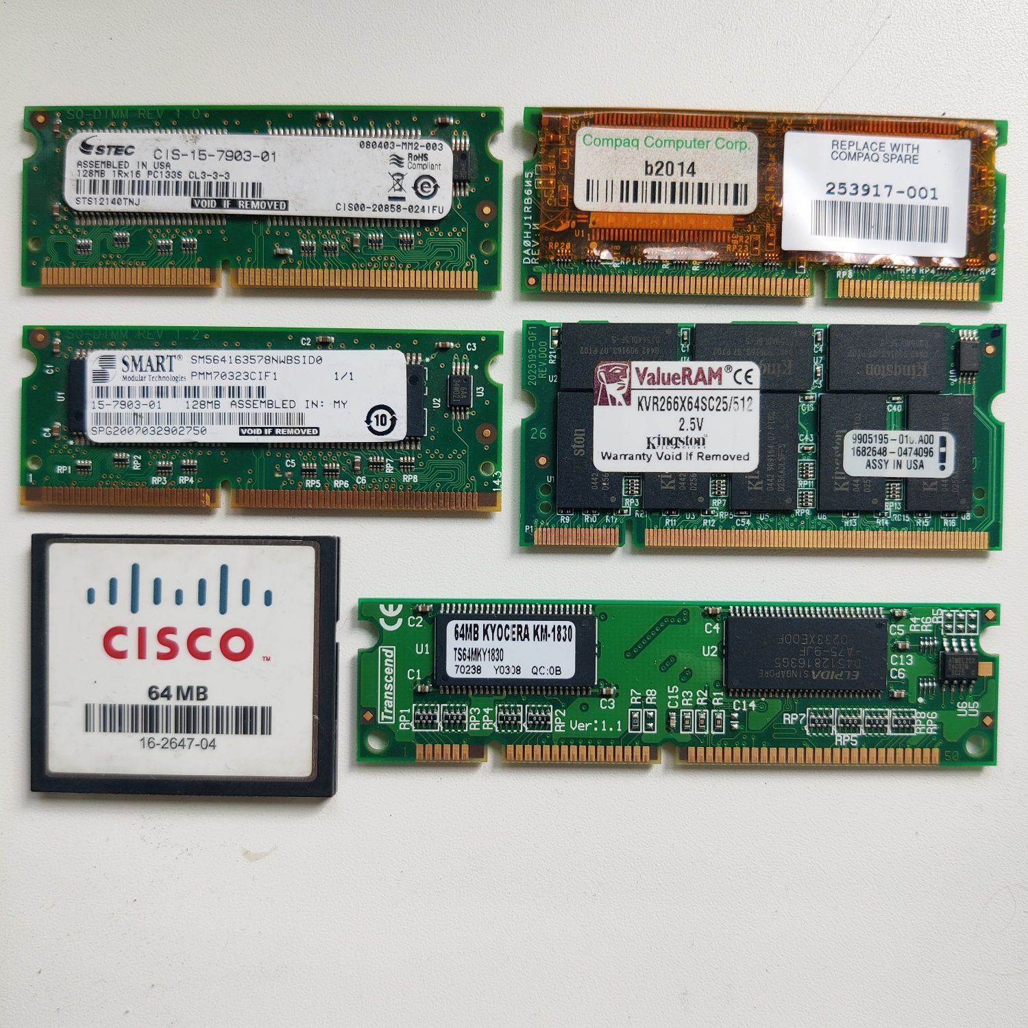 Комплект модулів пам'яті sodimm, so-dimm, Compact Flash