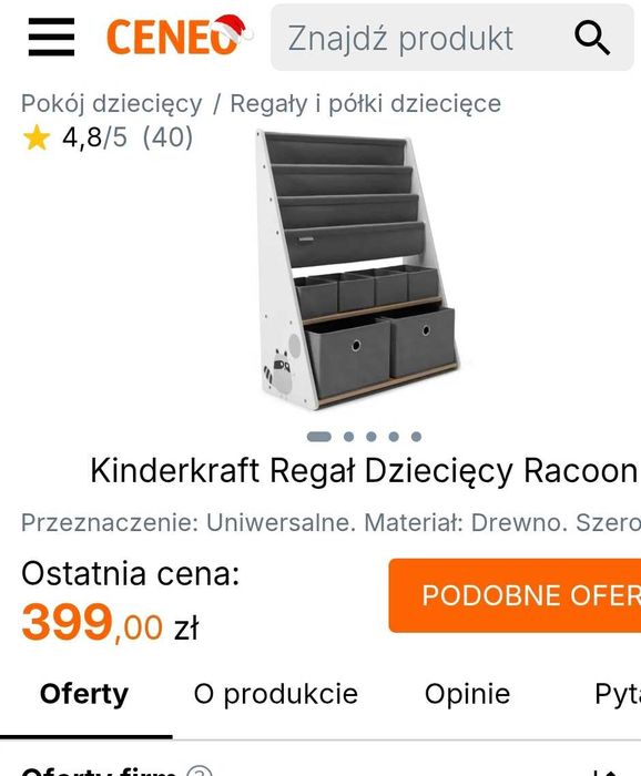 Regał na książki  zabawki Kinderkraft Racoon