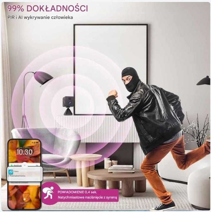 Mini kamera szpiegowska Wi-Fi 4K z detekcją ruchu i noktowizją