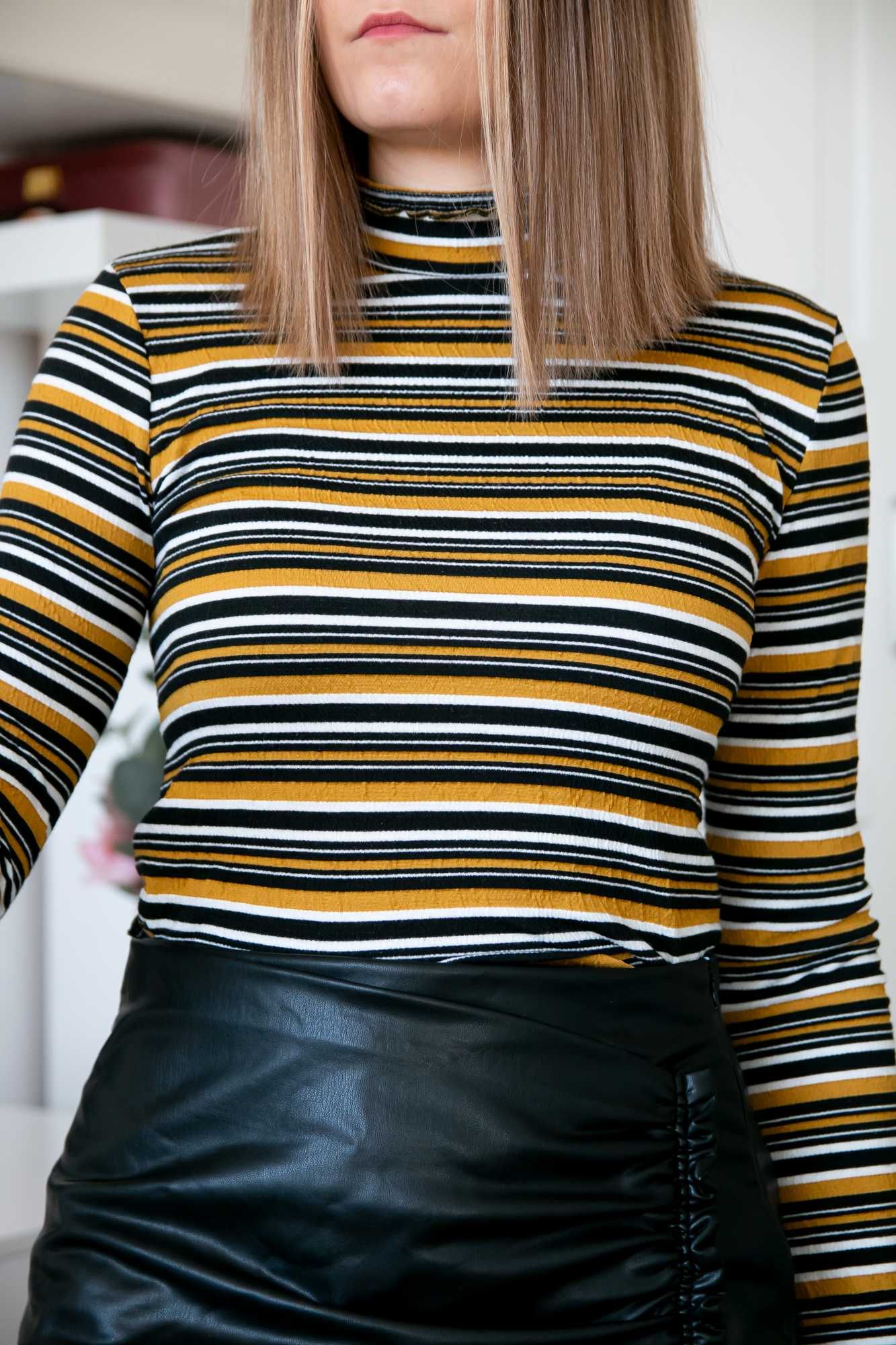 Sweter golf paski lata 90-te Bershka XS S 36 34