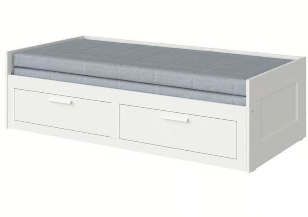 Łóżko drewniane białe leżanka Ikea Brimnes 80-160/200 materace