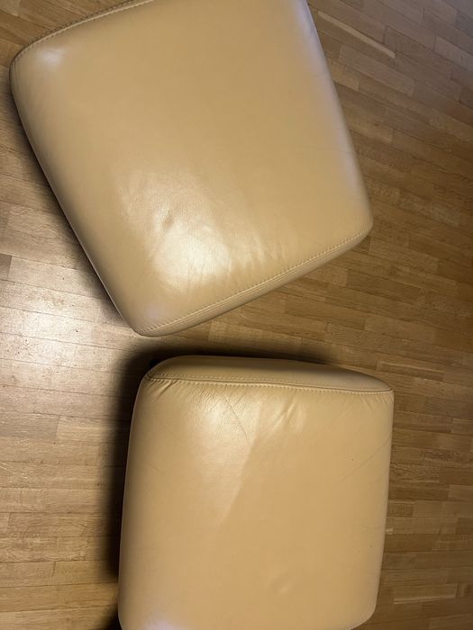 Komplet wypoczynkowy skóra sofa pufy fotele Alberto Nieri Kler beżowy