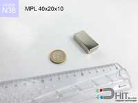 MPL 40x20x10 [N38] to mocny neodymowy magnes płytkowy właściwości