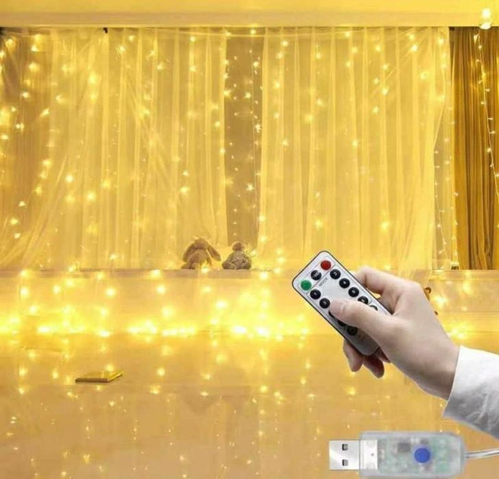 Новая Гирлянда штора, водопад, роса 3х2