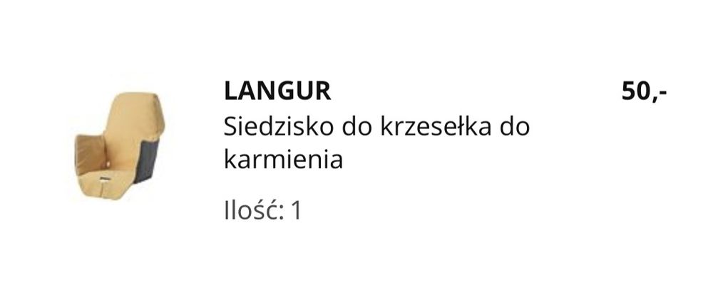 Krzesełko do karmienia Ikea Langur, krzesło wysokie