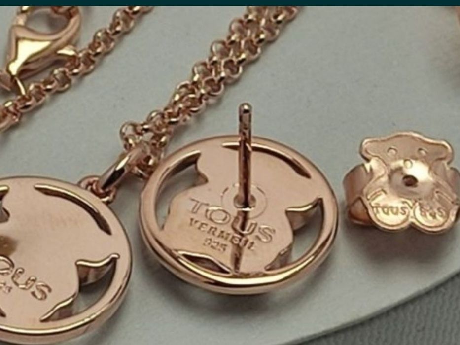 Kolczyki z misiem różowe srebro vermeil 925 z amazonitem