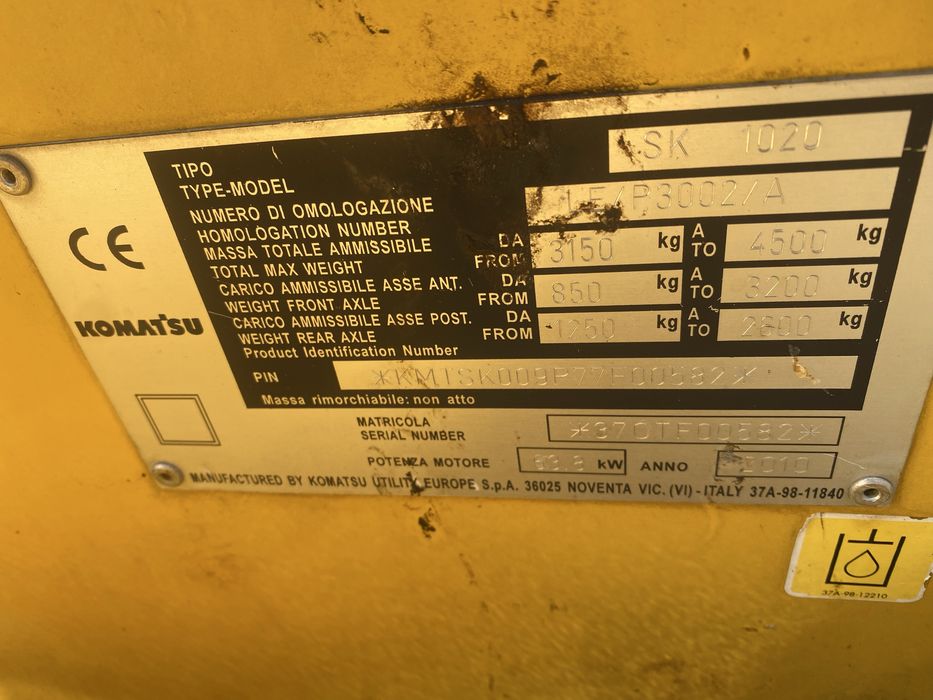 Komatsu sk 1020 świeżo spr z Francji 1300 MG 3.5T 90KM